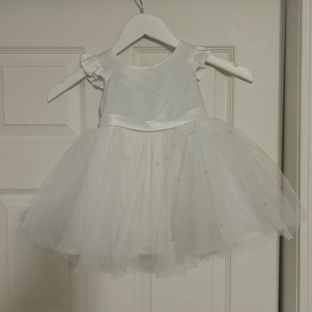Elegant White Baby Dress with Tulle Skirt